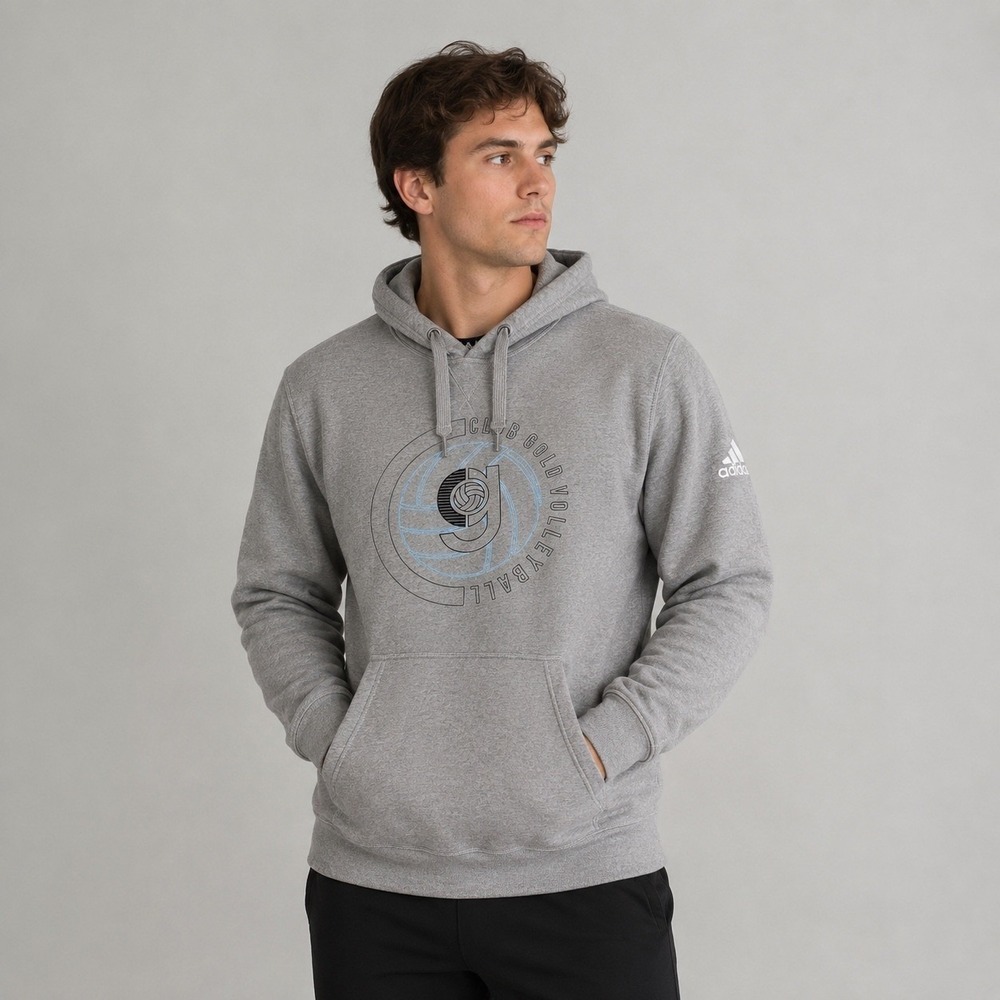 Adidas Hoodie Mens Large Gray Club Gold Volleyball Pullover Sweatshirt Fleece
